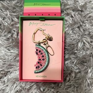 Betsey Johnson Pink and Green Watermelon Keychain